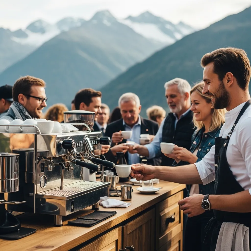 Professioneller Kaffee-Service bei einem Outdoor-Event