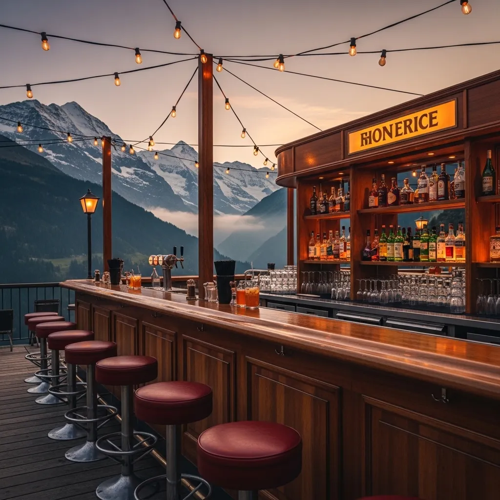 Retro-Bar mit Warmem Licht und Vintage-Möbeln