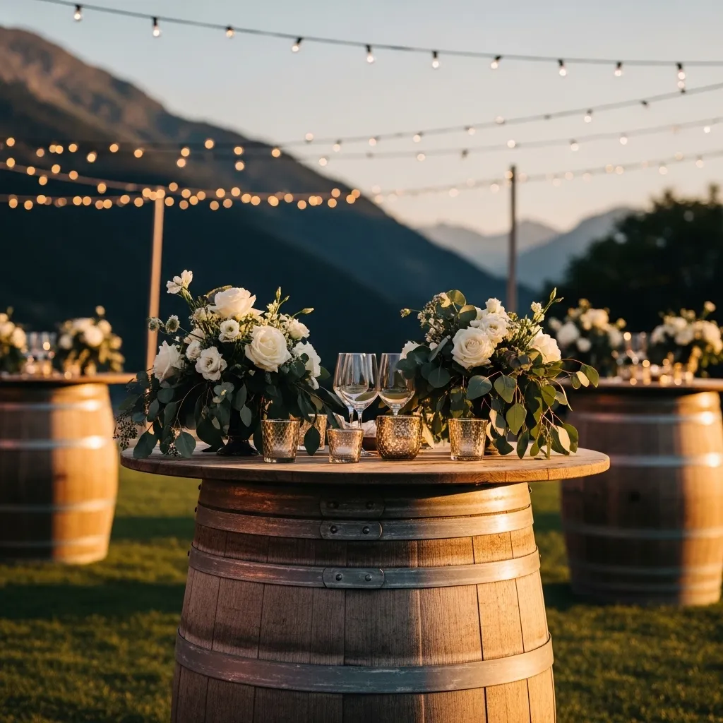 Rustikales Weinfass als Eventdeko