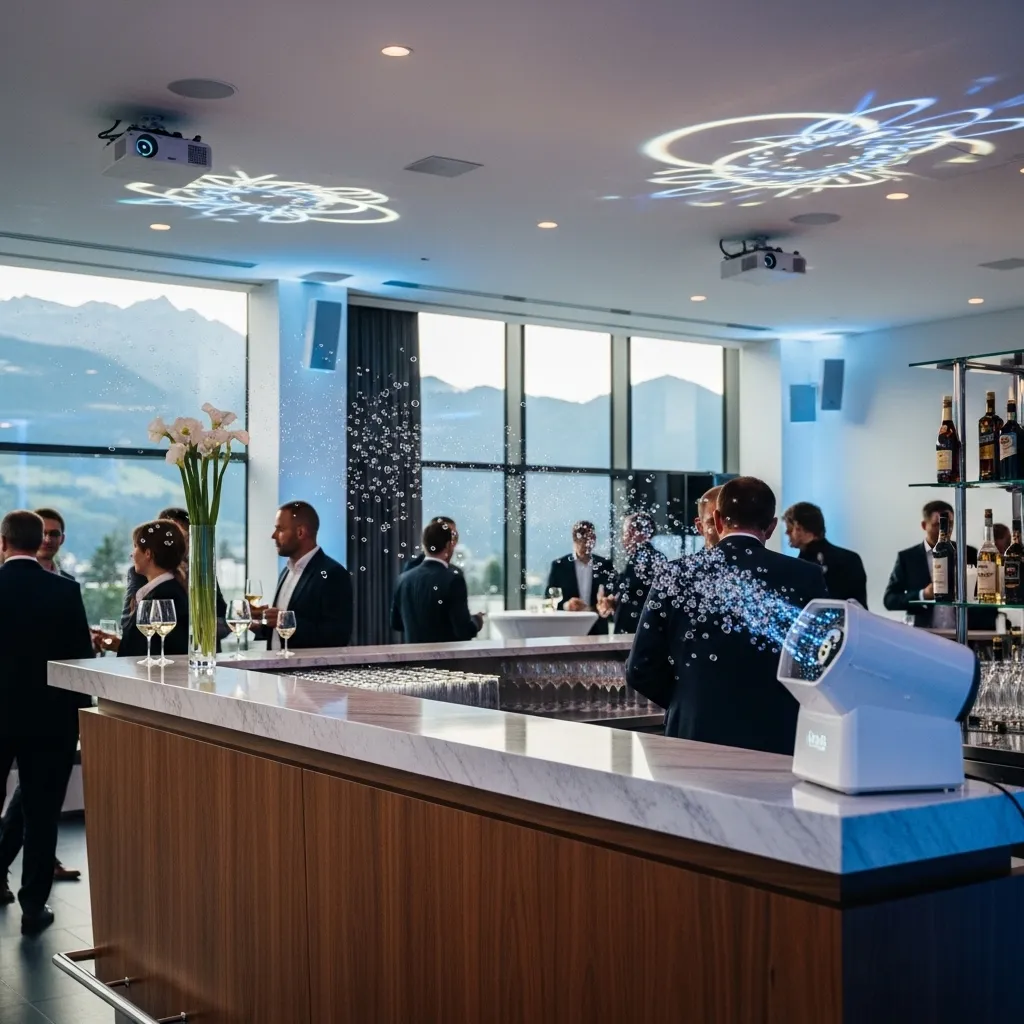 Seifenblasenmaschine auf einem Firmenevent