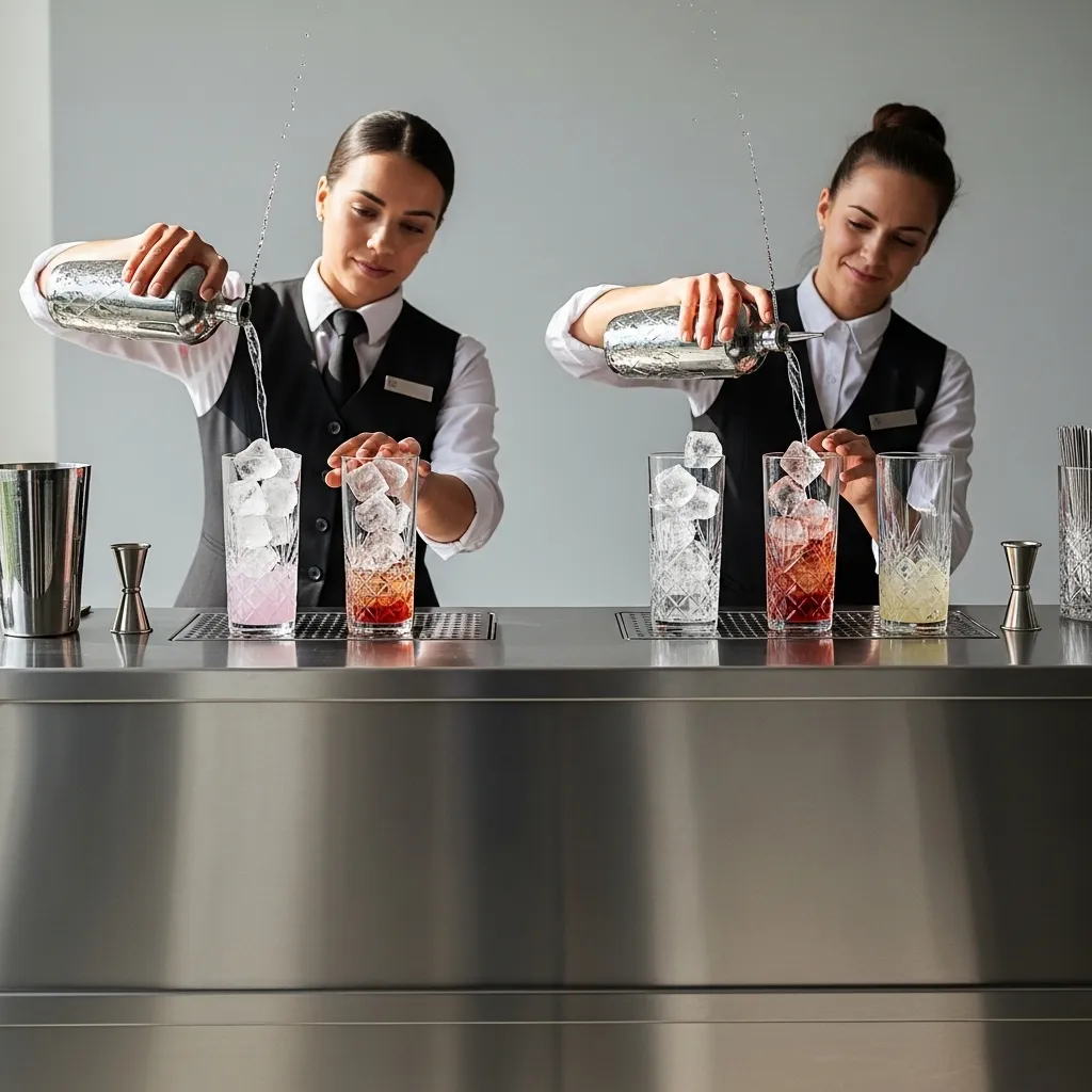 Service mit Longdrink Gläsern