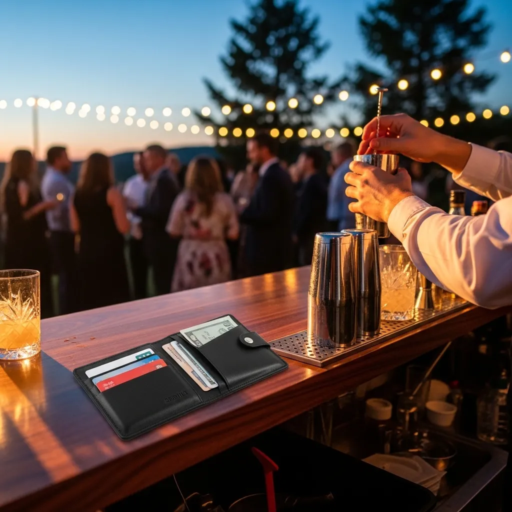 Service Portemonnaie mieten 2 Service Portemonnaie an einer Eventbar