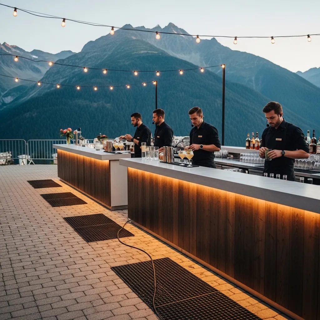 Event-Sicherheitskonzepte für Bars Risiken effektiv minimieren 2 Sichere Eventbar mit klaren Laufwegen und Beleuchtung