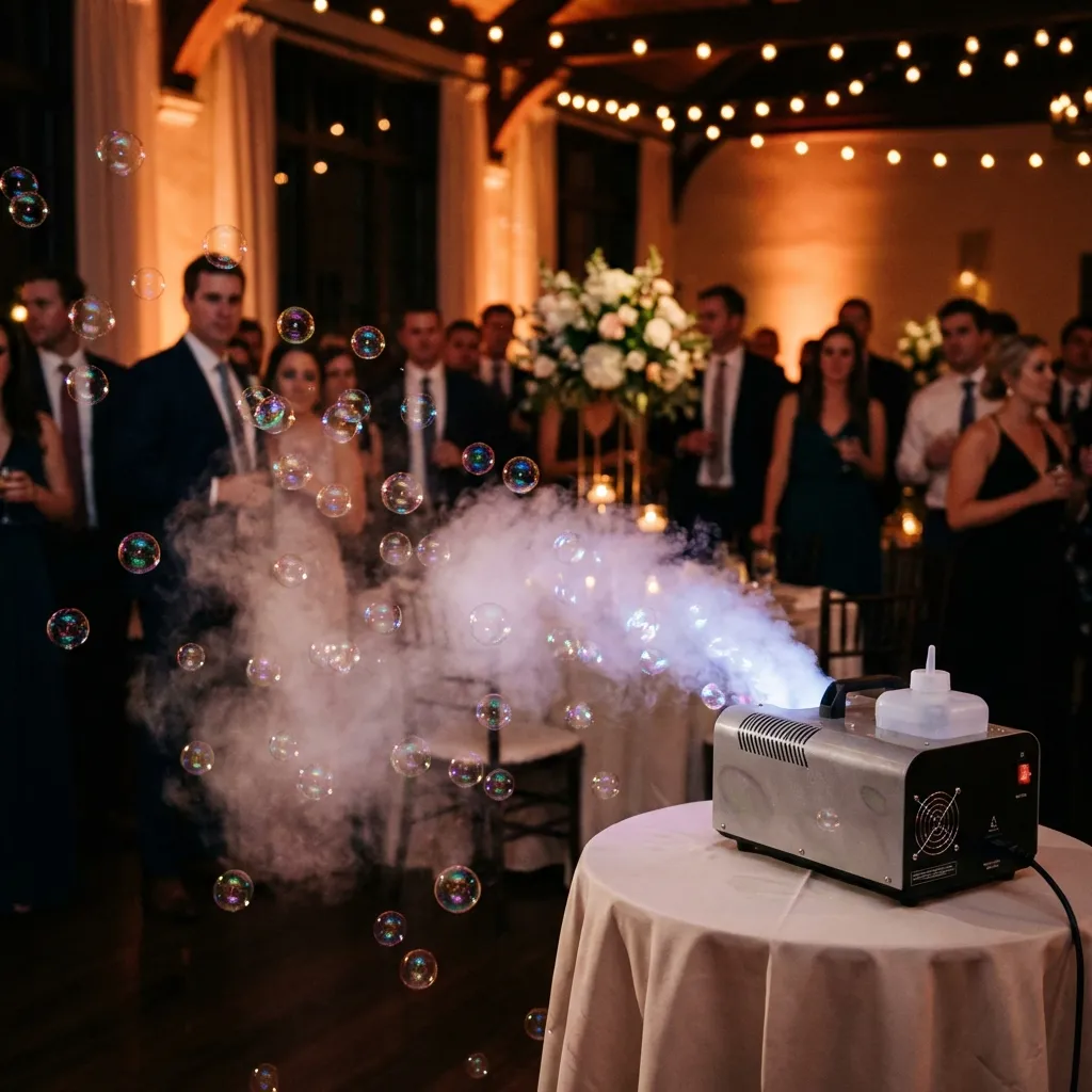 Smoke-Bubble-Maschine auf einem Hochzeitsevent