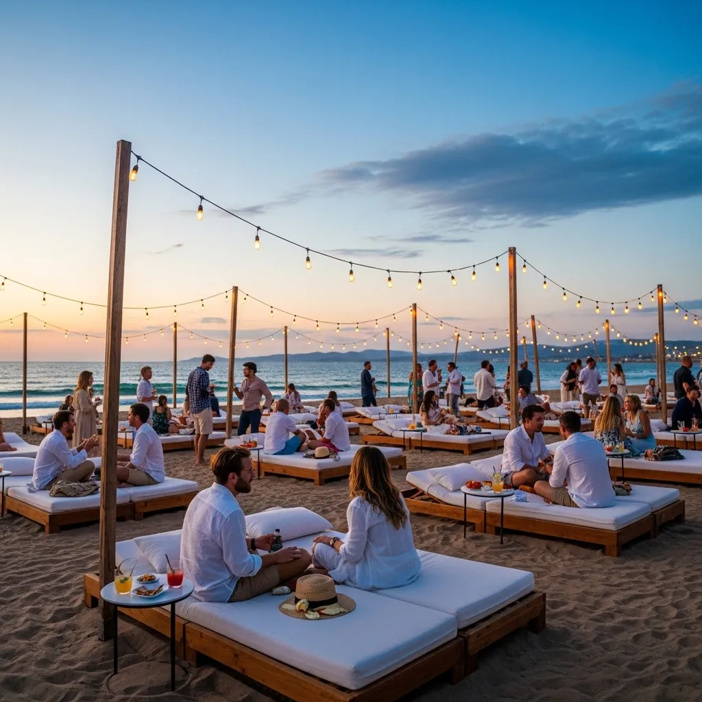 Sommerliche Beach Party mit Liegestühlen