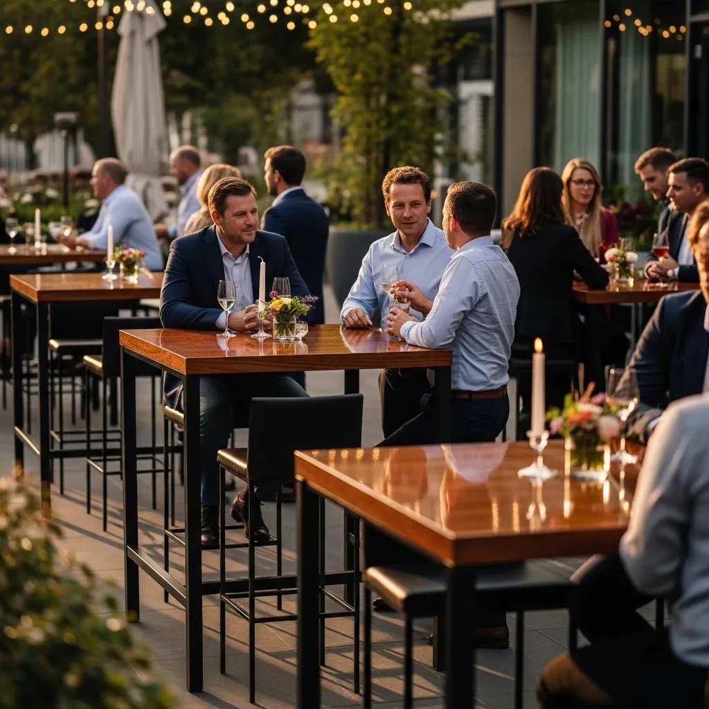 Stehtische bei einem Firmenapéro