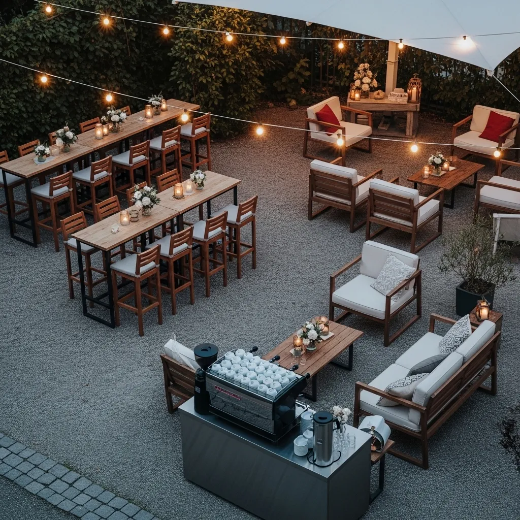 Eventmobiliar Vermietung by M Dubach 2 Stilvoll eingerichteter Outdoor-Eventbereich mit Mietmobiliar