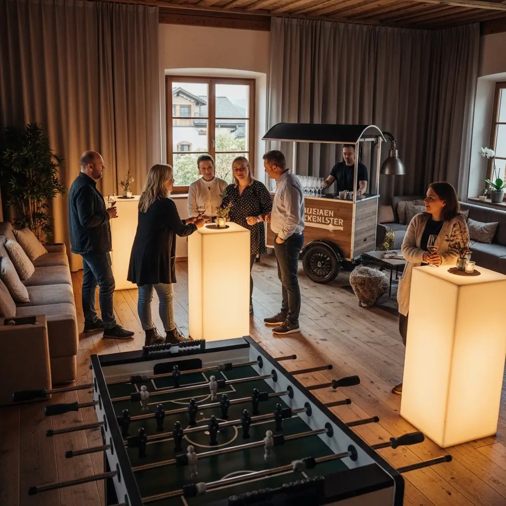 Stilvolle Eventzone mit Spiel und Bar