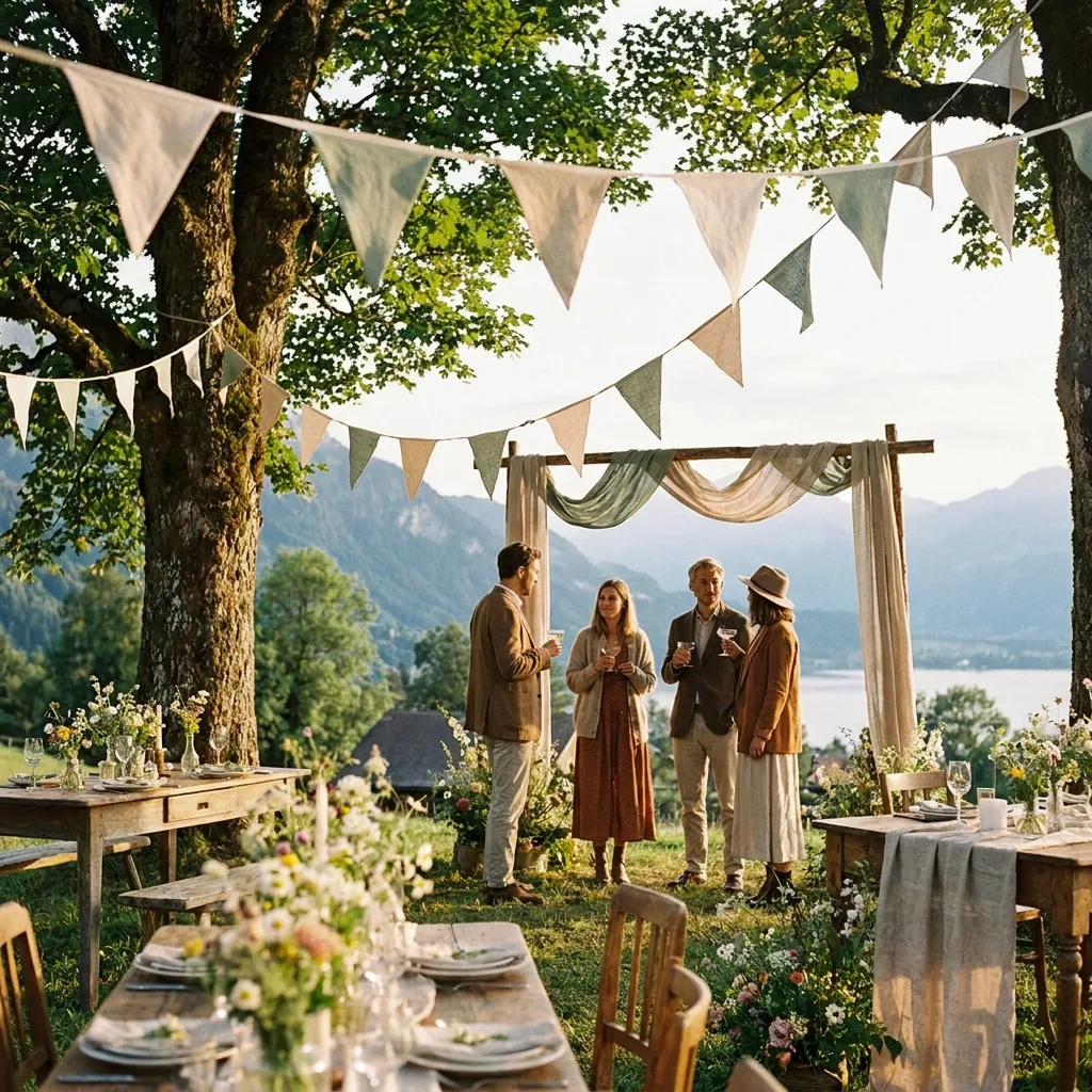 Stilvolle Hochzeit mit Mietdeko und Wimpelketten