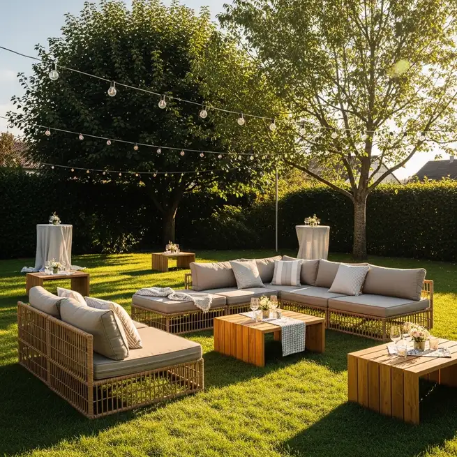 Stilvolle Rattan Lounge im Garten
