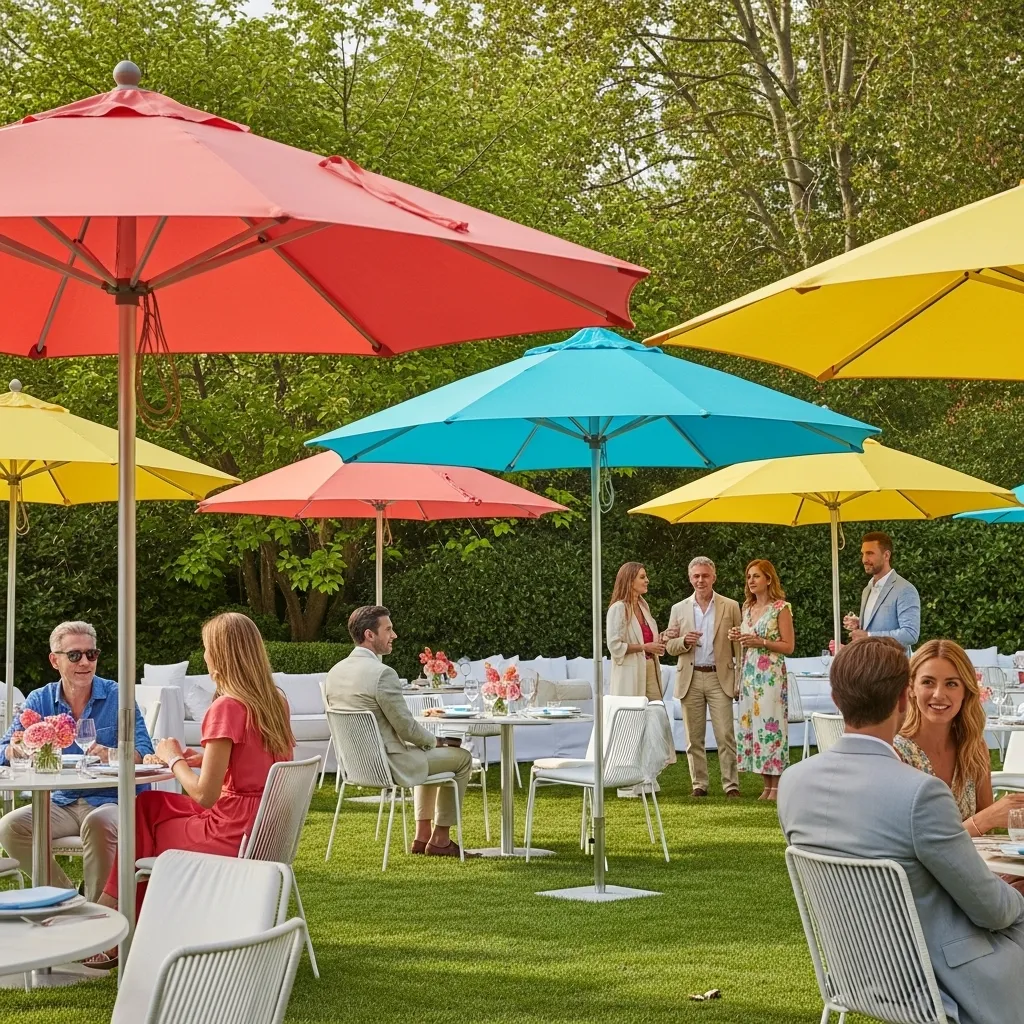 Stilvolle Sonnenschirme auf einem Sommer-Event