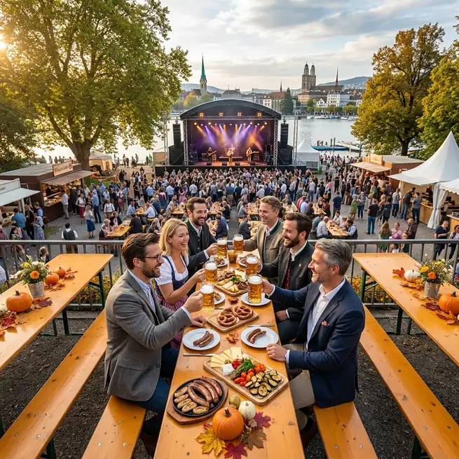 Stimmung an einem Firmen-Oktoberfest in Zürich