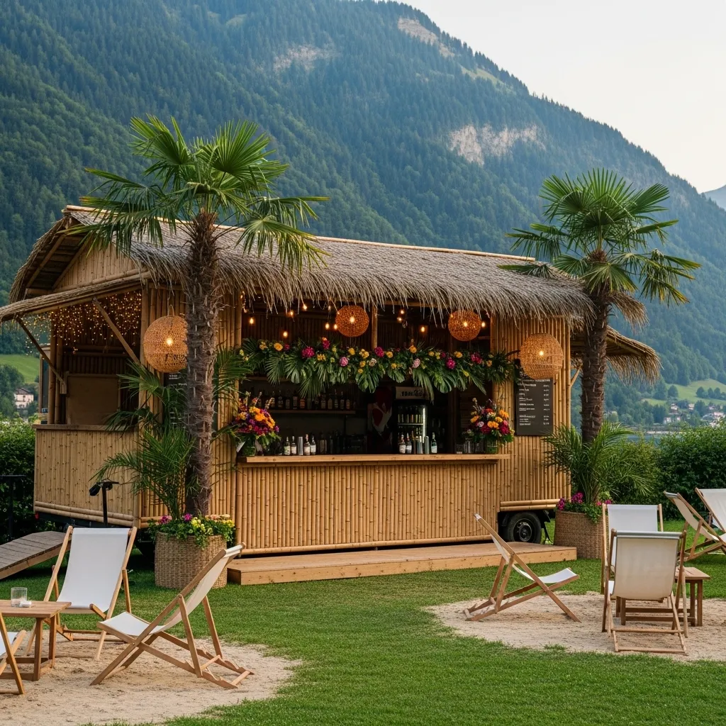 Tropical Beach Bar mit Bambus und Palmen