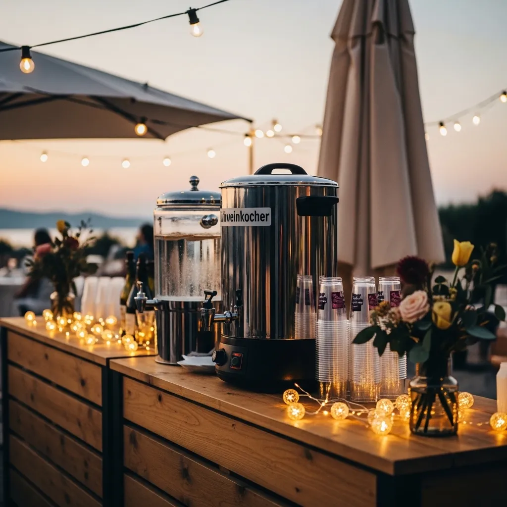 Glühweinkocher mieten für Sommer‑Nacht‑Events 2 Warme Getränestation bei einem Sommerabend-Event