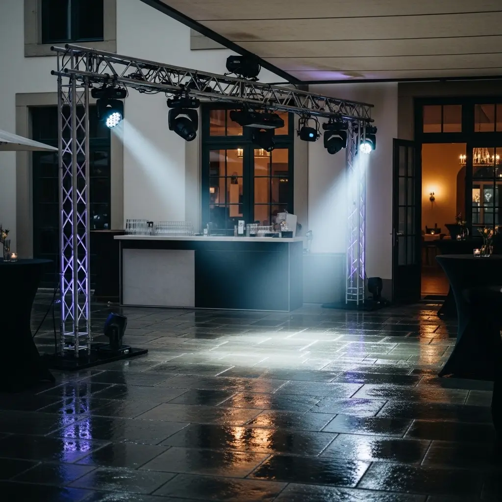 RGB Fluter mieten für Outdoor‑Events 3 Wetterfeste Lichtinstallation im Außenbereich