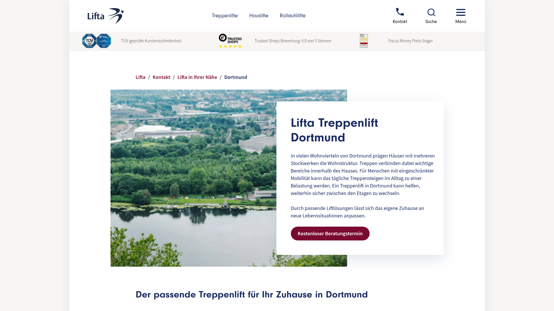 Hublift vs. Plattformlift Dortmund: Welcher ist der richtige für Sie? 4. Lifta Homepage