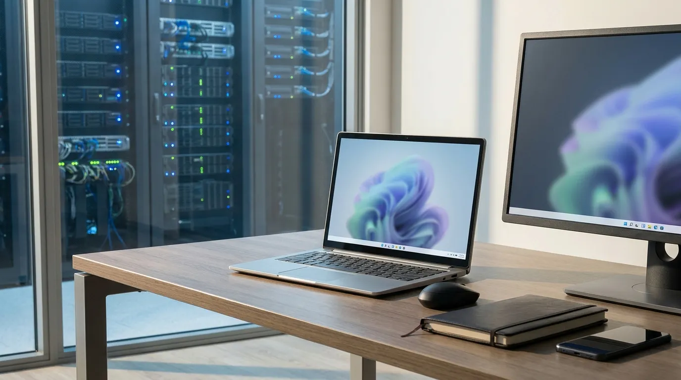Windows-11-Pro-Arbeitsplatz im Büro