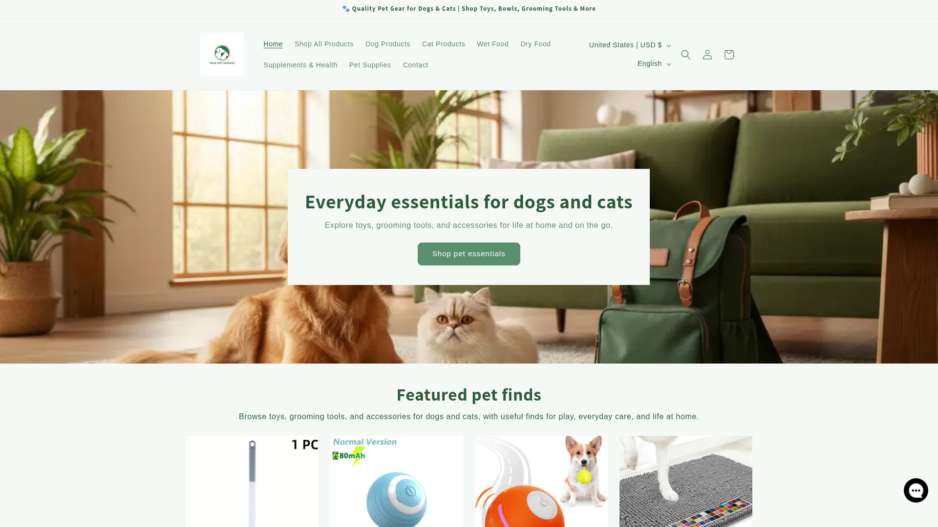 1. Truepetmarket Homepage