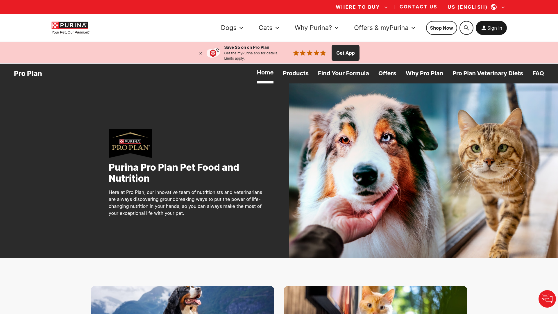 4. Purina Pro Plan Homepage