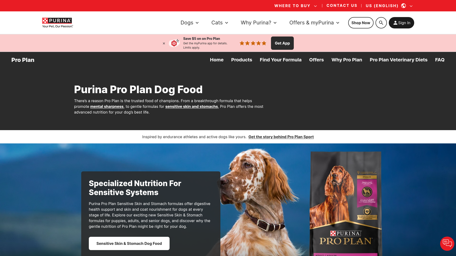 1. Purina Pro Plan Homepage