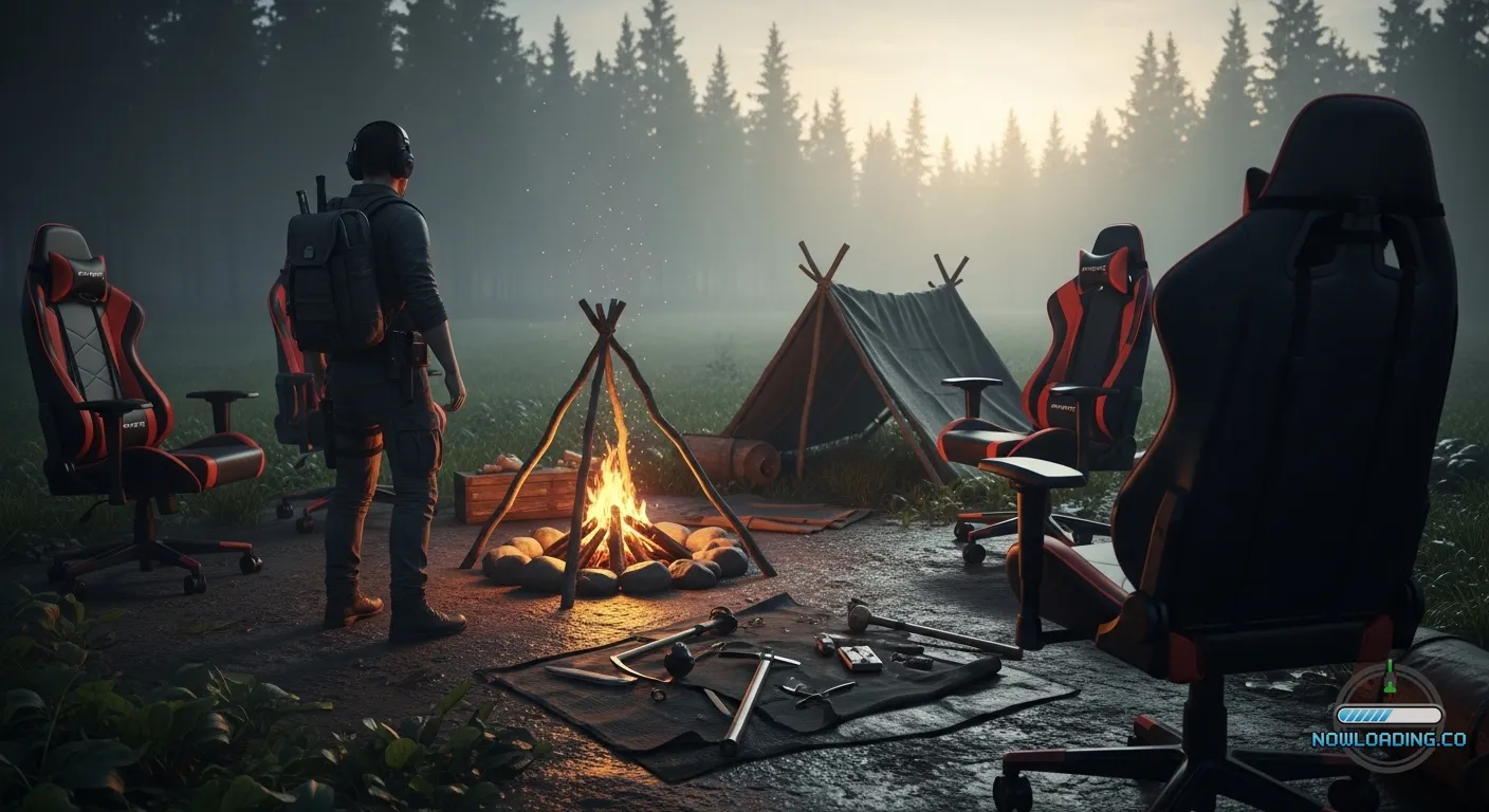 A tense survival camp at dawn
