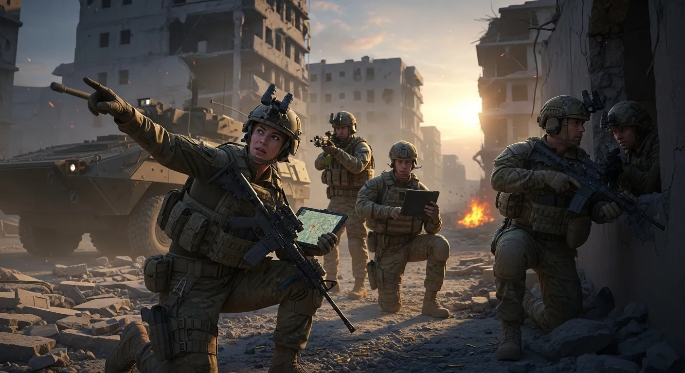 Battlefield squad coordinating in urban combat