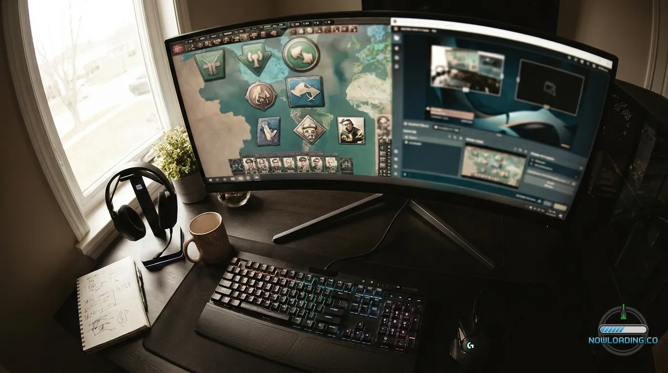 Clean accessible strategy game interface on a modern monitor setup