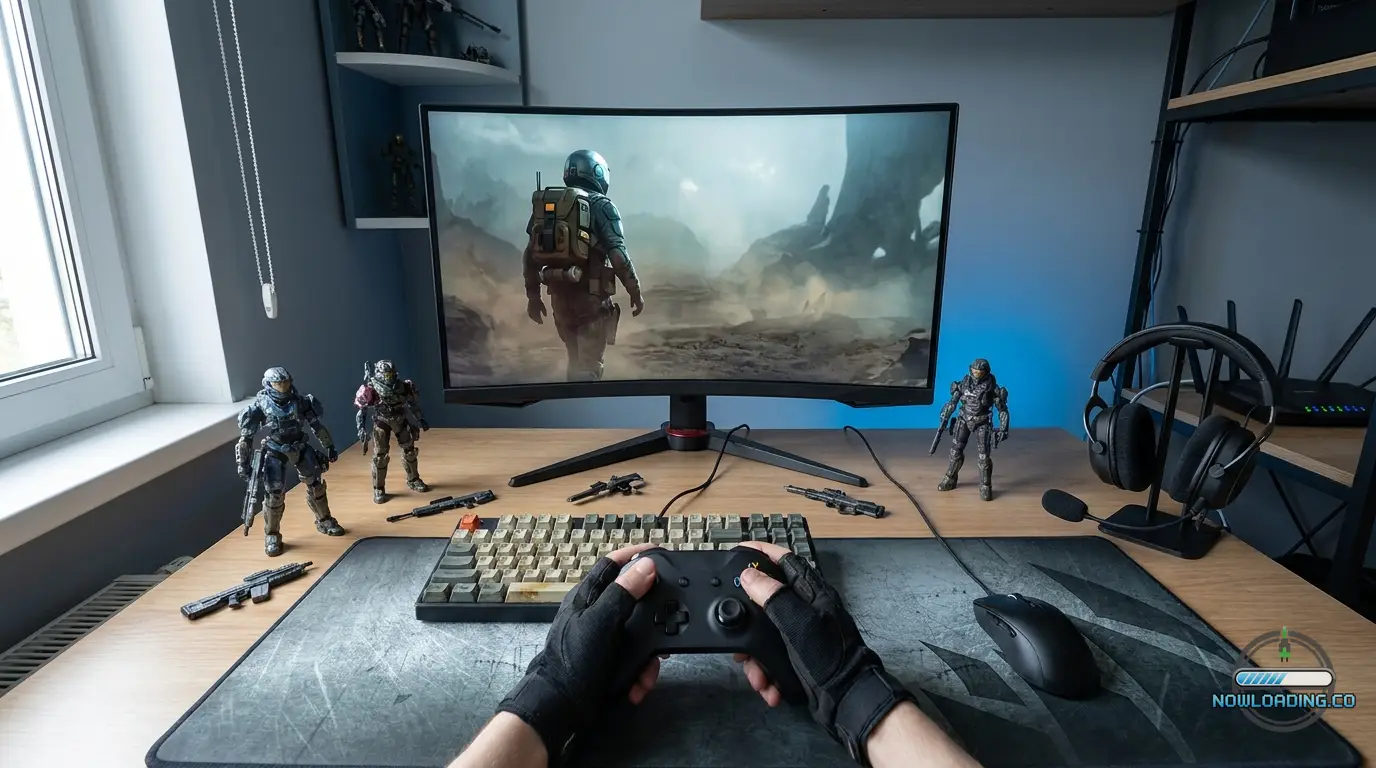 Cloud gaming shooter setup with stable connection focus