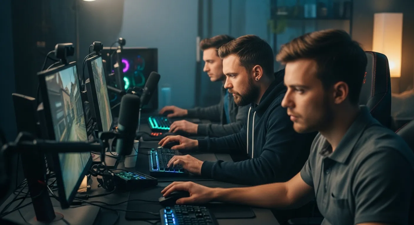 Competitive squad studying a tactical map setup