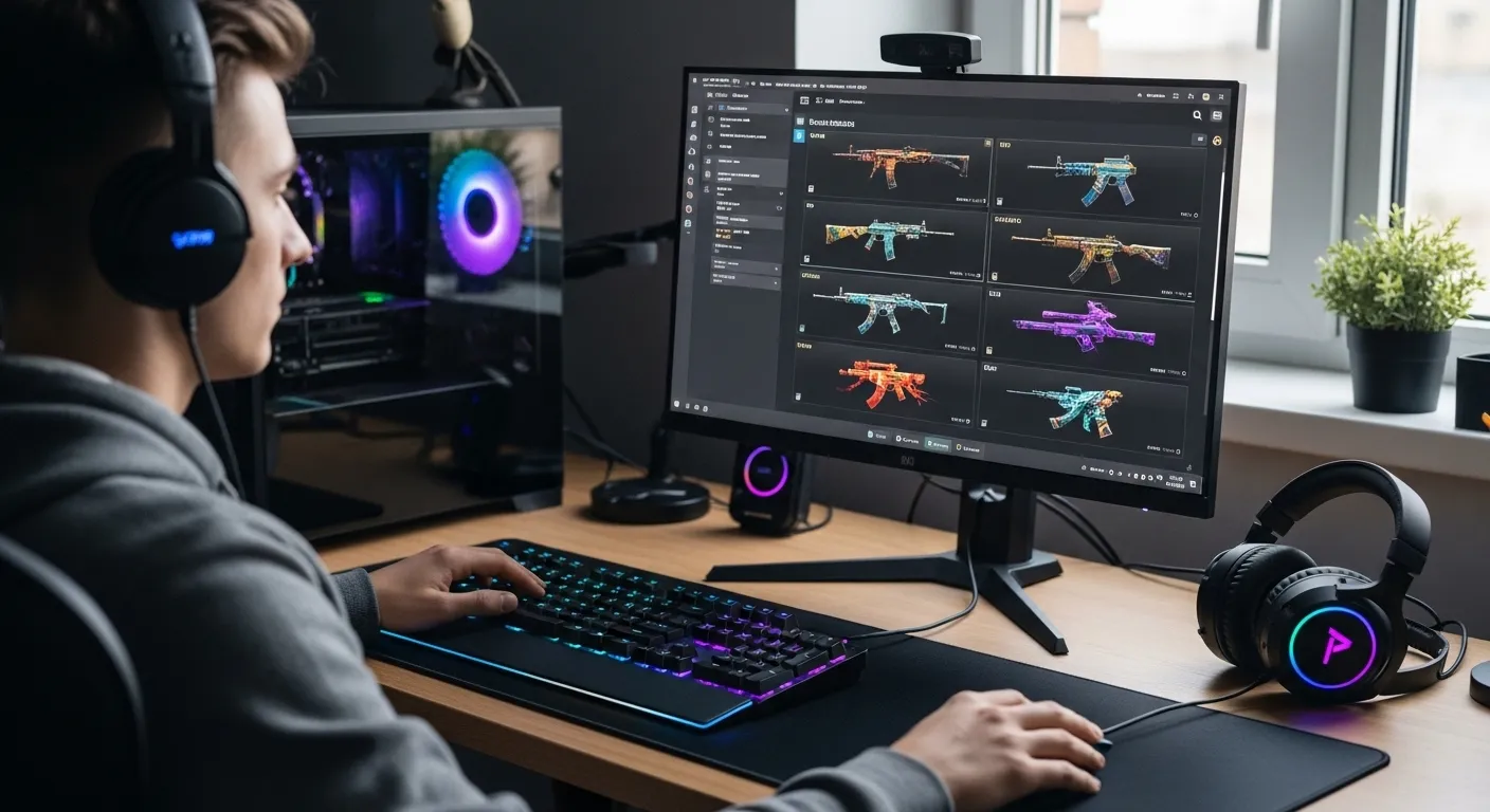 Counter-Strike 2 player browsing a colorful in-game inventory