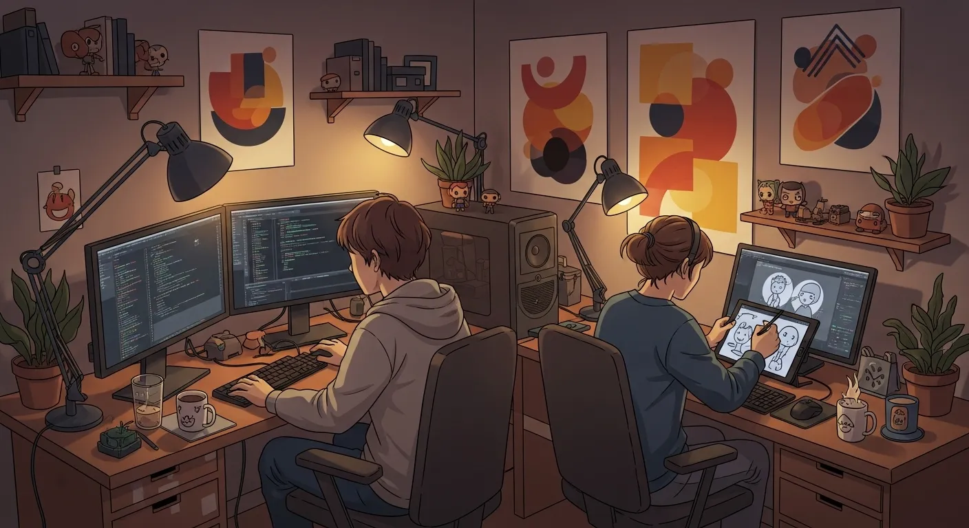 Indie game development workspace