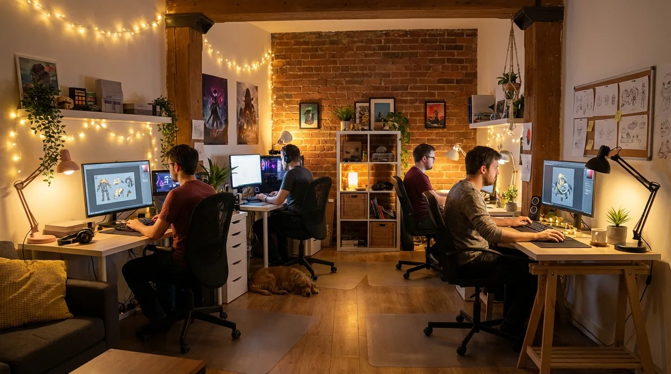 Indie game development workspace