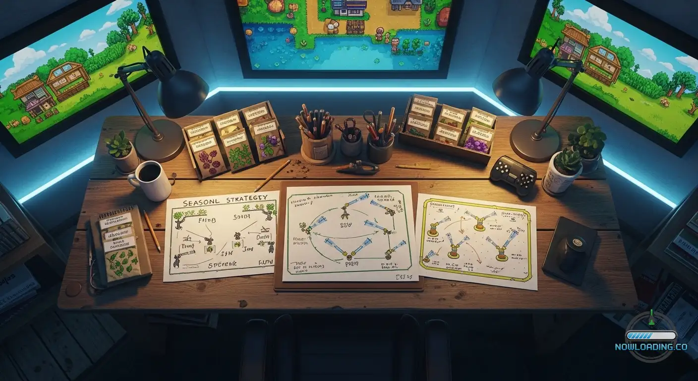 Organized Stardew Valley style crop planning board