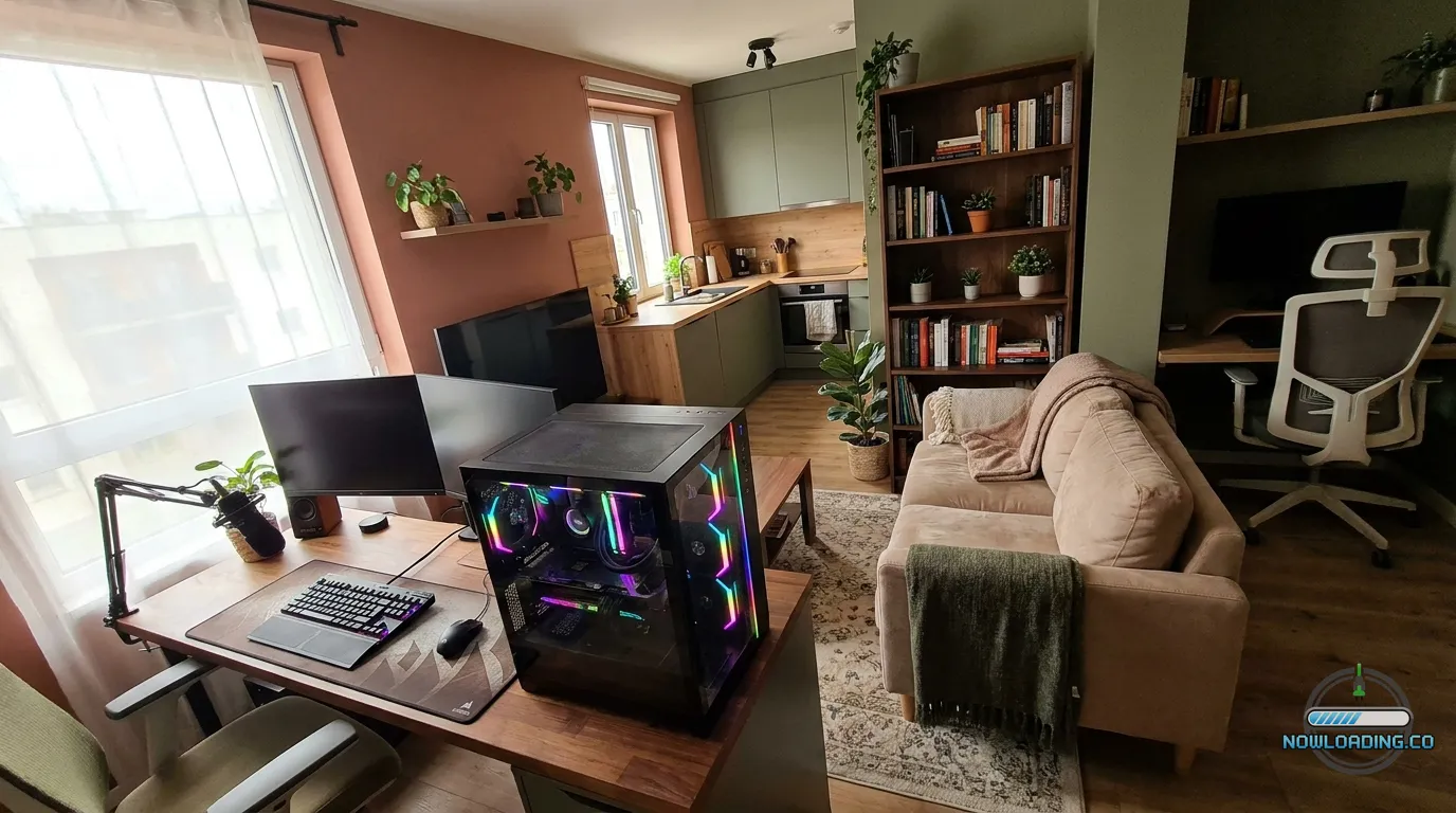 Paralives inspired room with efficient furniture placement and natural cozy design