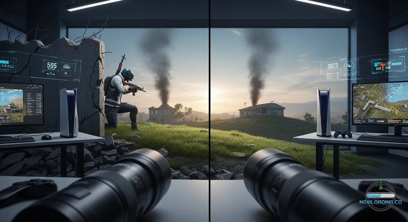 Player crouched behind a broken wall watching a shrinking battle royale zone