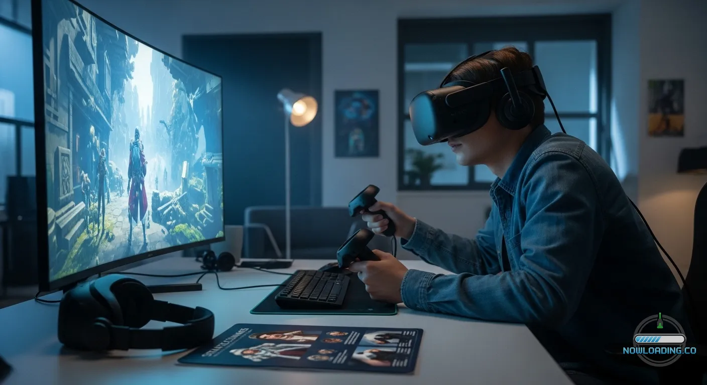 Player inside an immersive VR game world