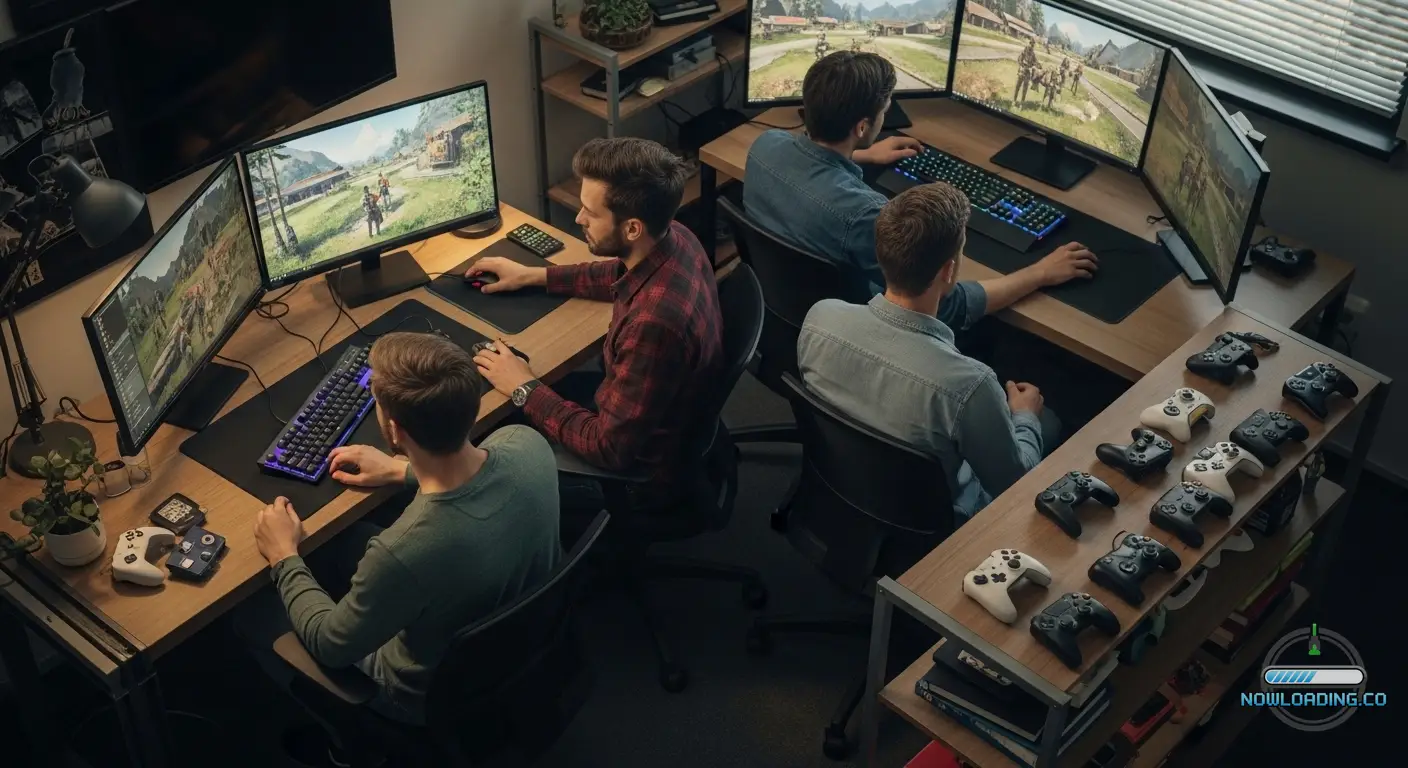 Players planning survival strategy around a map and gear