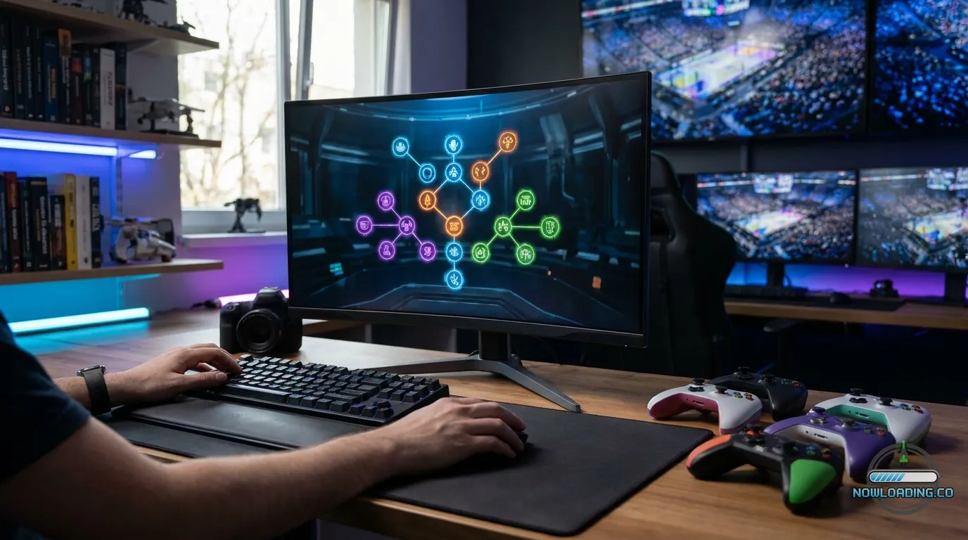 Skill tree planning on a gaming monitor