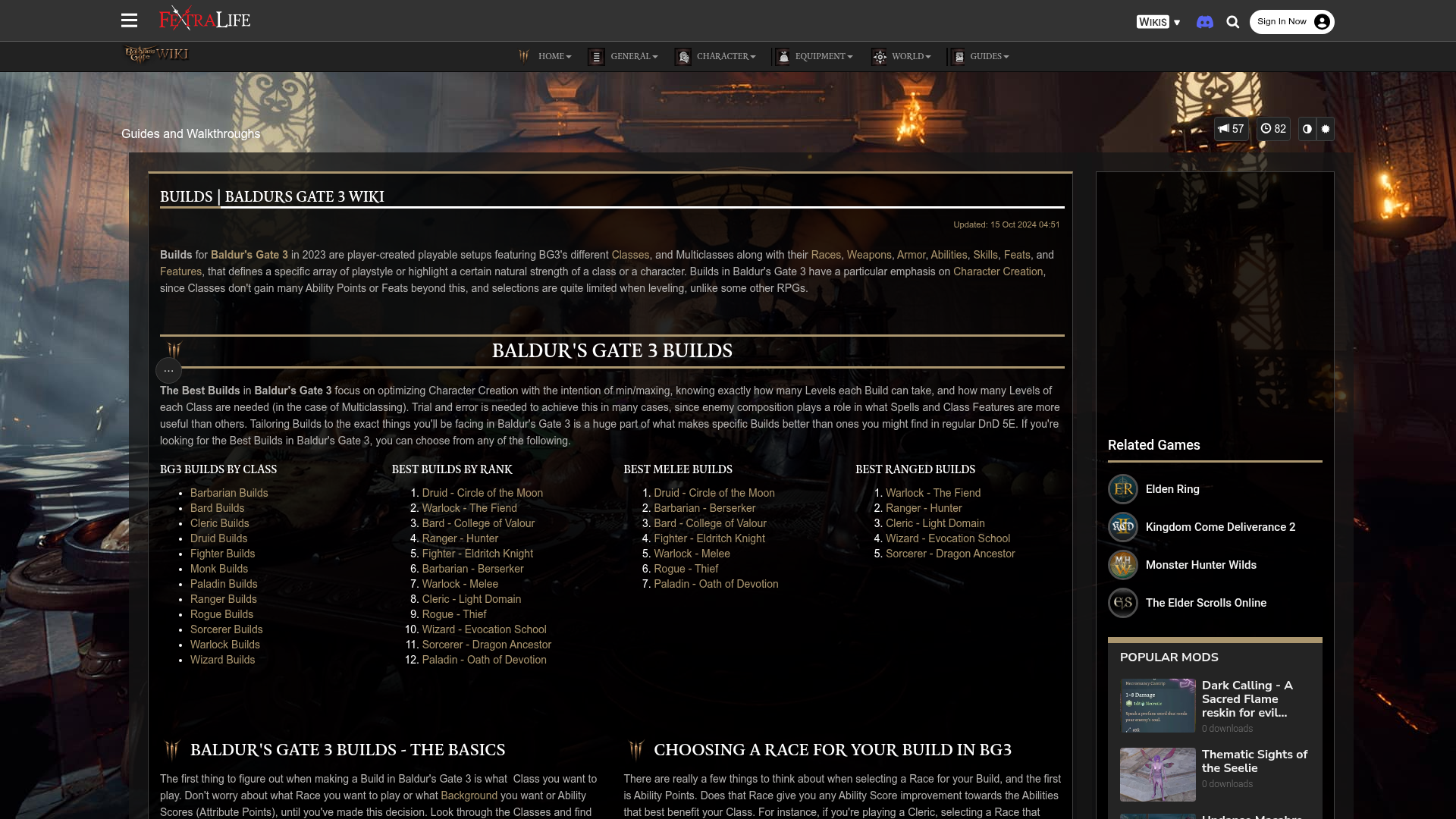 2. Fextralife Baldur's Gate 3 Wiki Homepage