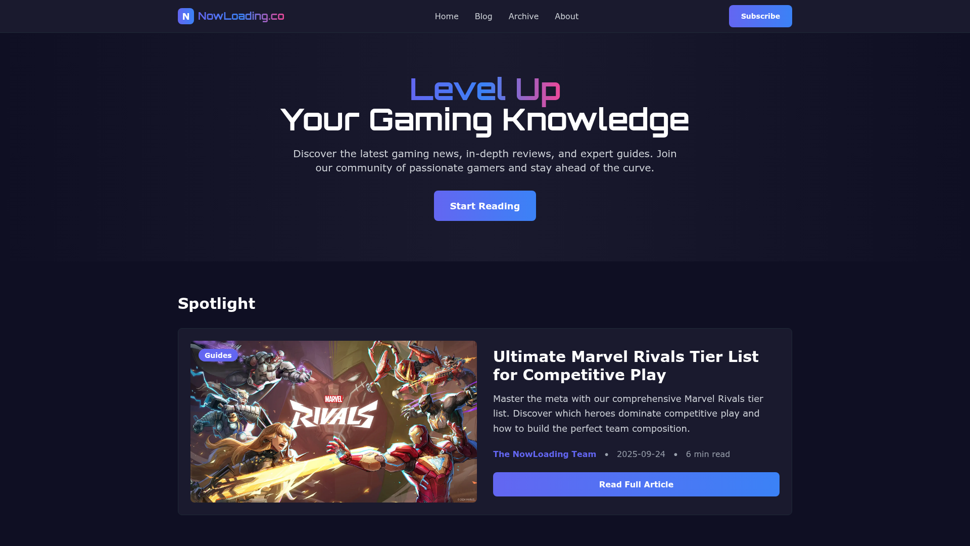 1. Nowloading Homepage