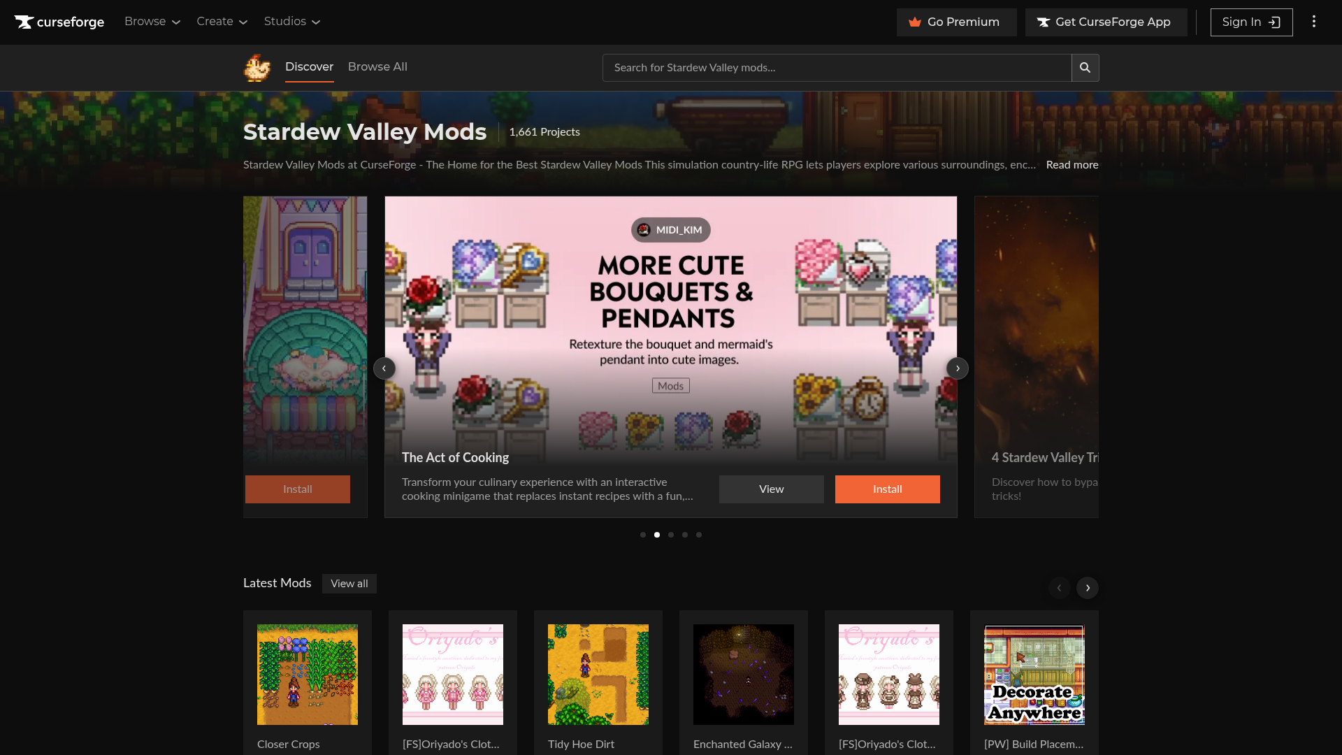 3. CurseForge Homepage