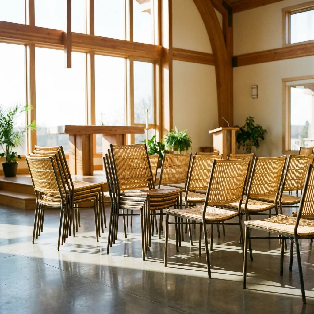 Stackable bamboo church chairs