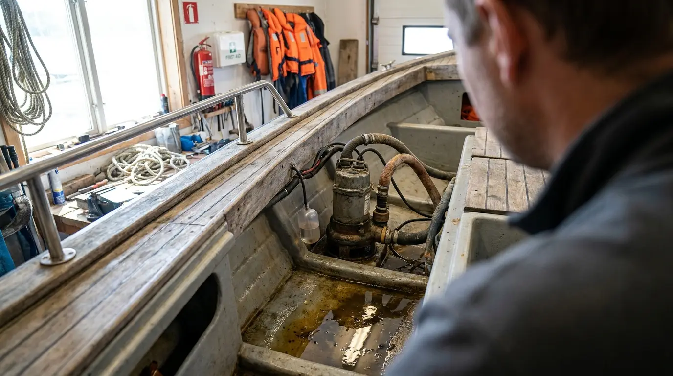 Bilge pump in a boat bilge area