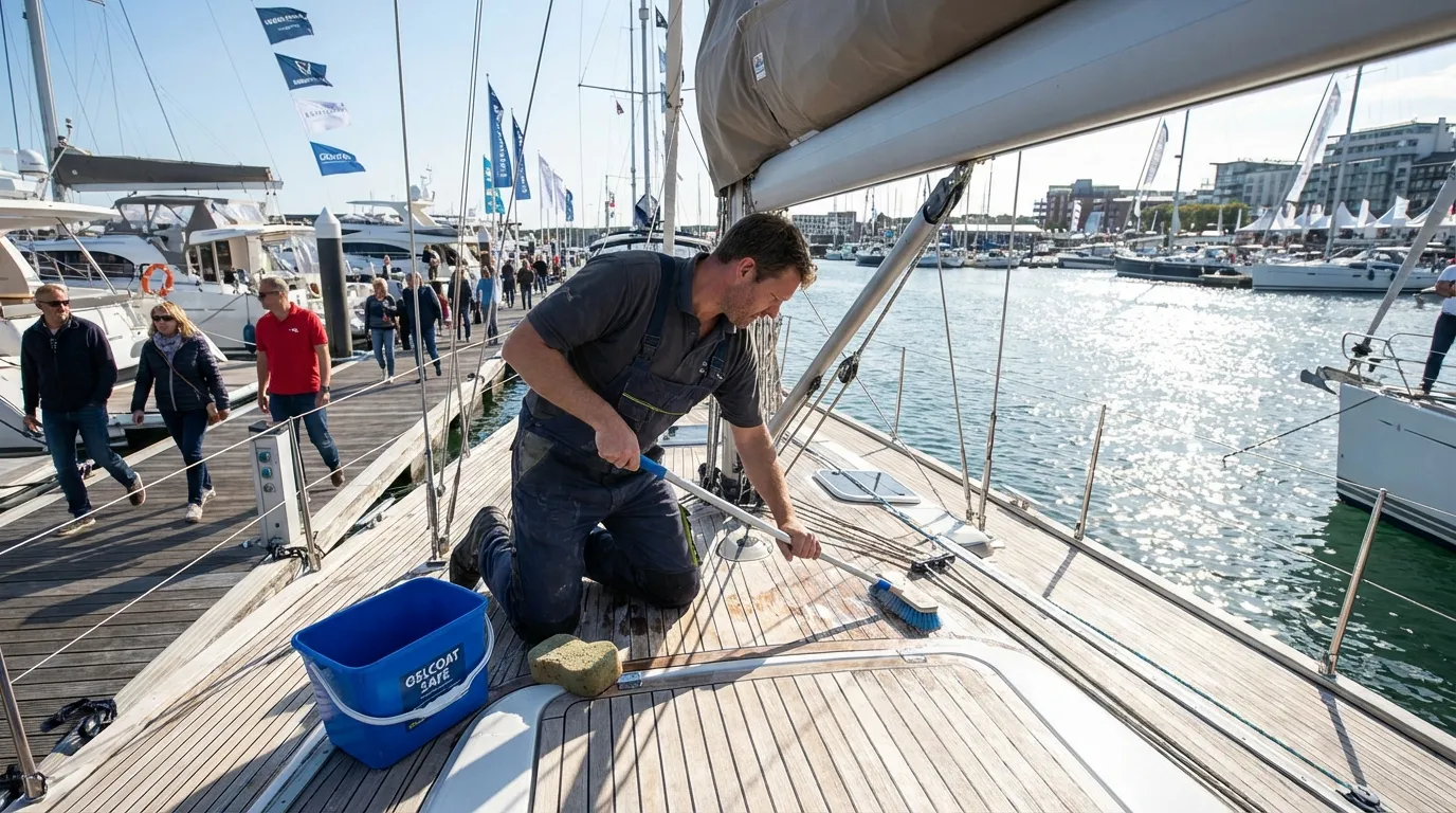 Boat deck cleaning with proper tools