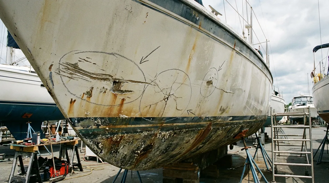 Boat hull fiberglass inspection