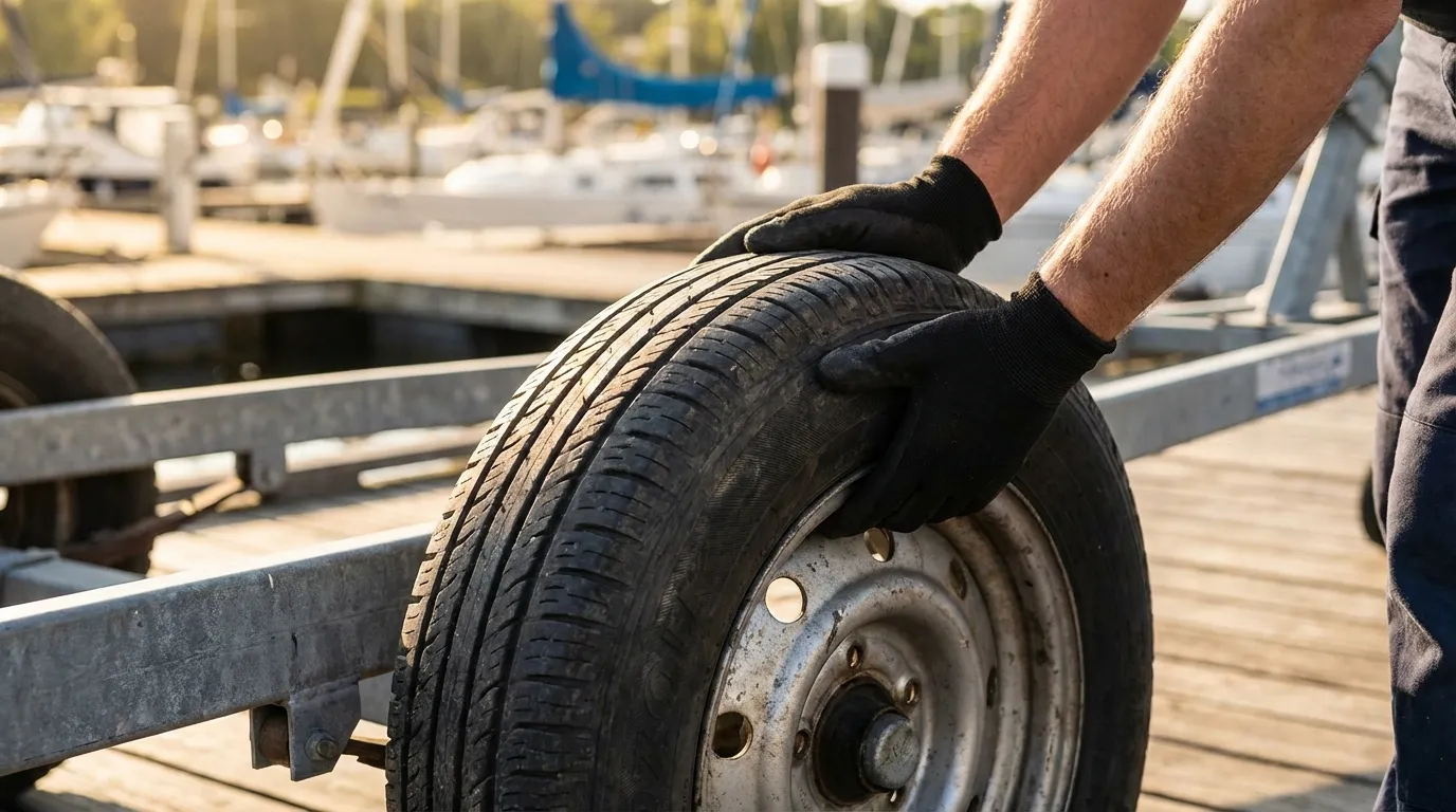 Boat trailer tire inspection