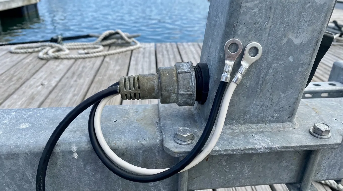 Boat trailer wiring close-up