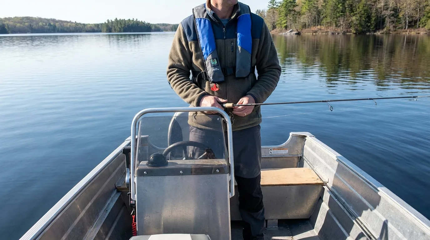 Boater wearing a modern life jacket