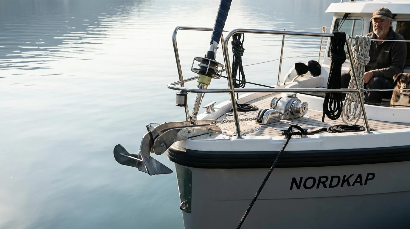 Bow mounted electric trolling motor installed on fishing boat