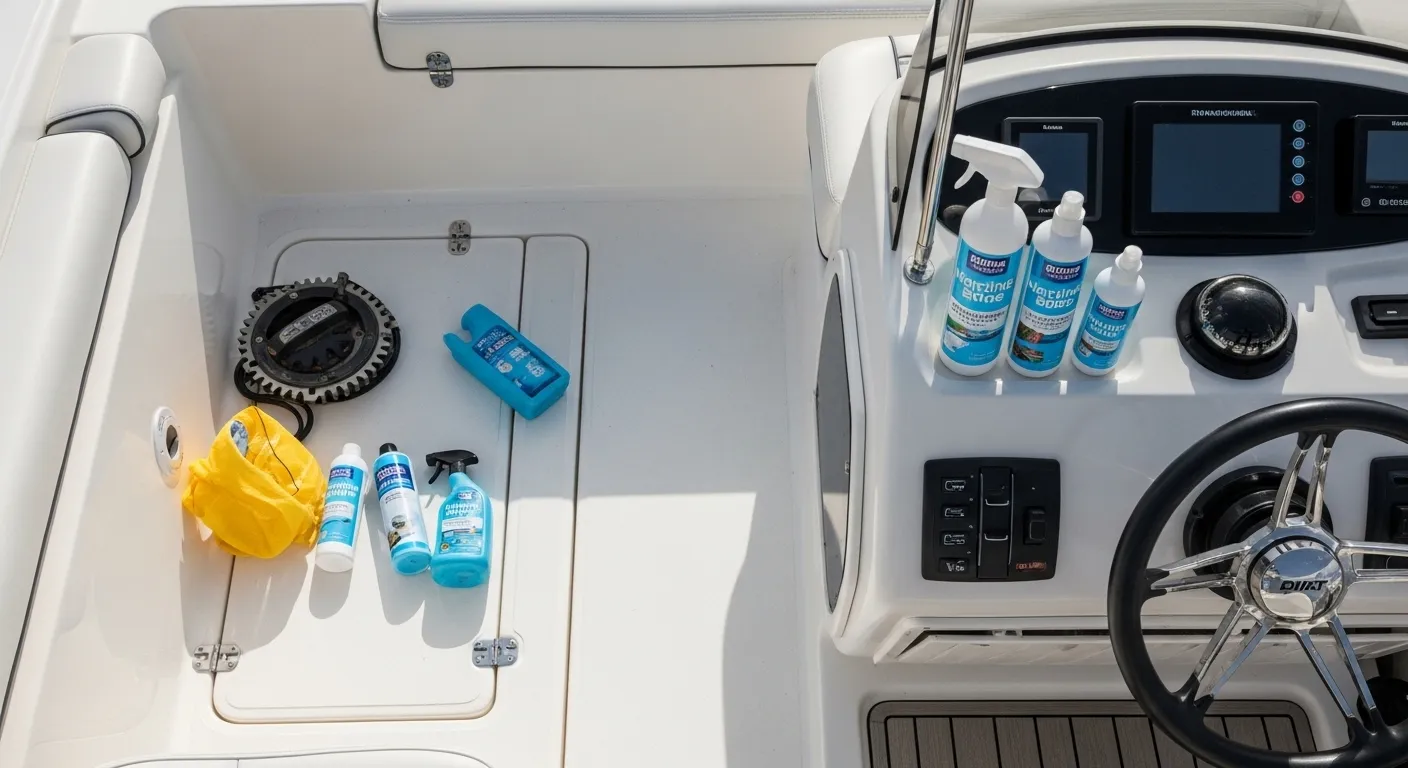 Covered boat in winter storage with secure trailer and dry ventilated setup